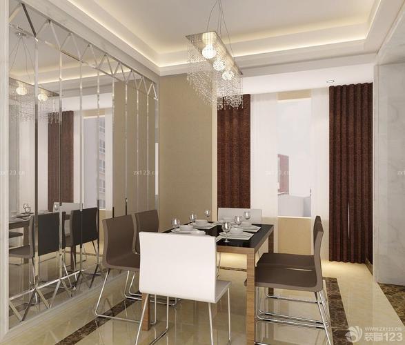 90平方三室二厅餐厅玻璃背景墙装修效果图欣赏