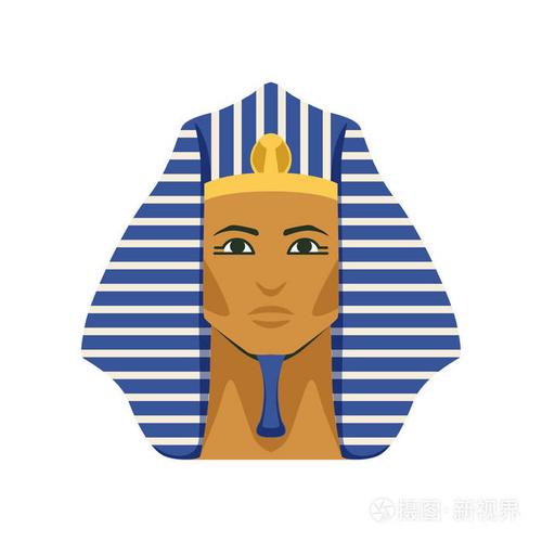 埃及金图坦卡蒙法老面具, 象征古埃及矢量插画