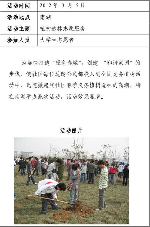 植树造林志愿服务活动记录