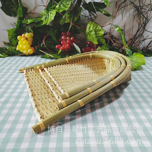 竹编畚箕 开口小簸箕 迷你编织筲箕工艺品 拍摄道具竹