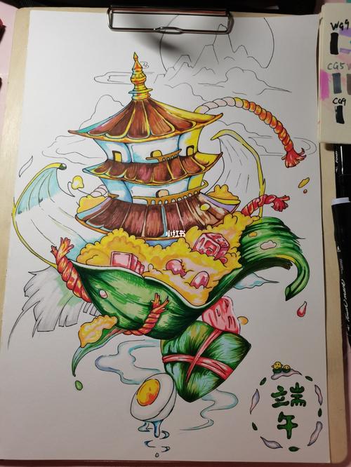 端午节马克笔画_马克笔画_端午节去哪玩_临摹_设计_线稿_文化_绘画