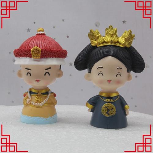 故宫玩偶 宫廷风q版皇上皇后蛋糕装饰摆件情侣情人节