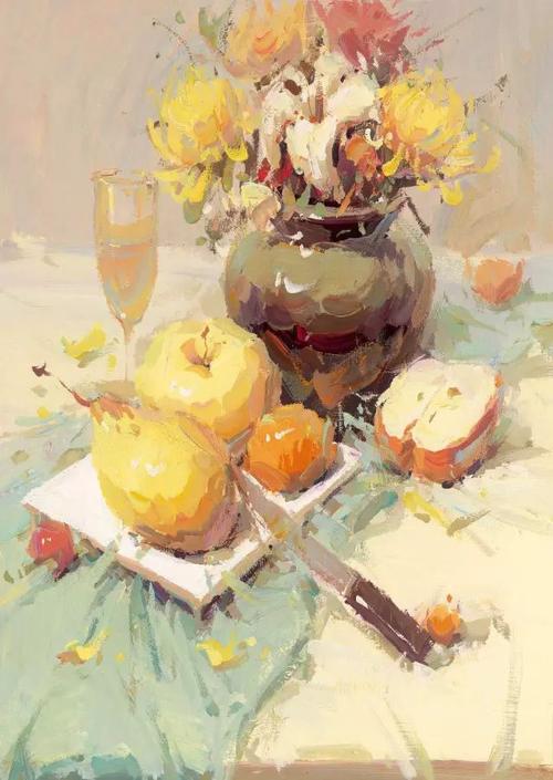 色彩静物中画菊花,该怎么处置?