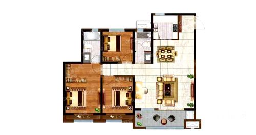 石榴运河首府小区132平户型户型-石榴运河首府3室2厅2