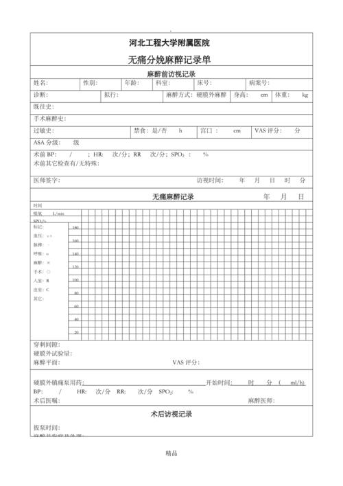无痛分免麻醉记录单