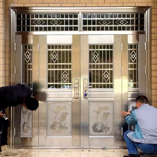 金鼎加别墅304不锈钢门单门 家用入户大门双开门农村白钢防盗门四开