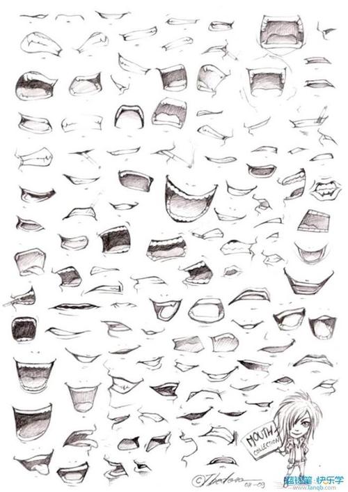动漫绘画学习动漫人物五官嘴巴鼻子耳朵画法集图文教程蓝铅笔