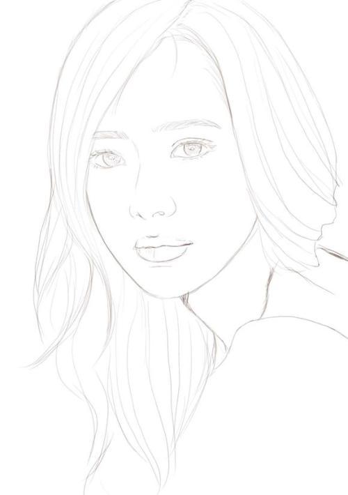 简笔画女生人物头发