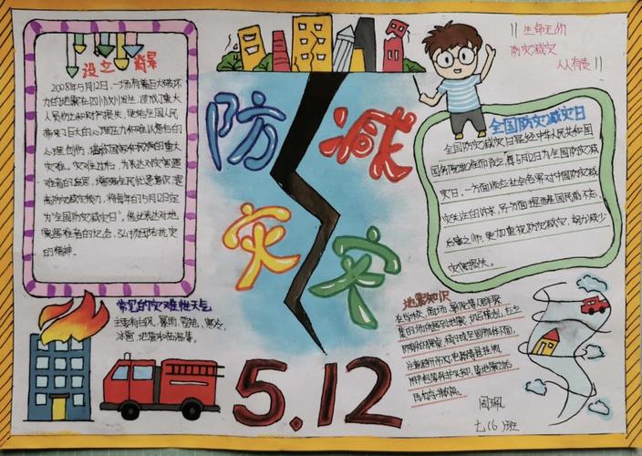 实验中学防灾减灾手抄报展示
