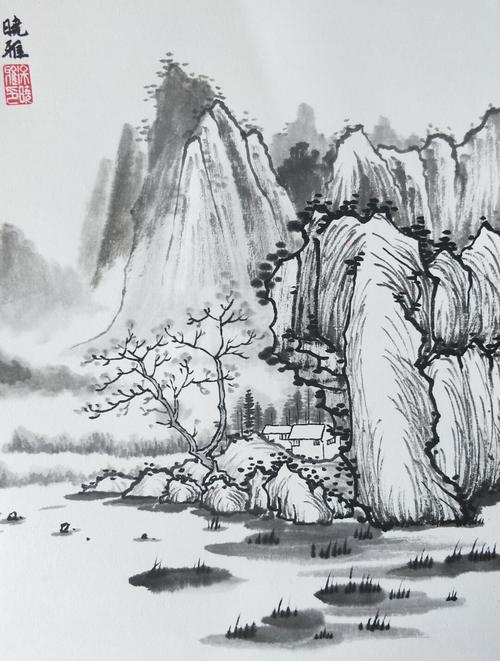 国画现代山水临摹_临摹_国画_新标签-知识_山水画_粉乳_人文_绘画