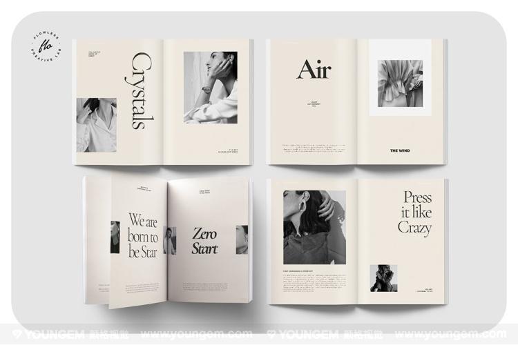 时尚简洁埃戈什摄影杂志作品集书籍图文画册版式设计id模板 >