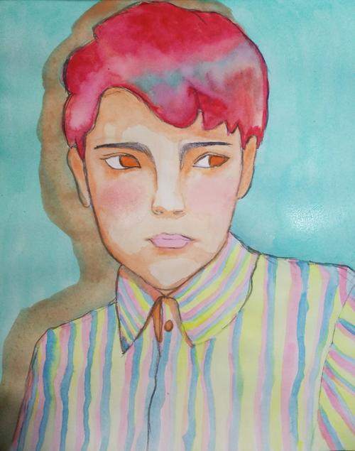 水粉画 西方男孩