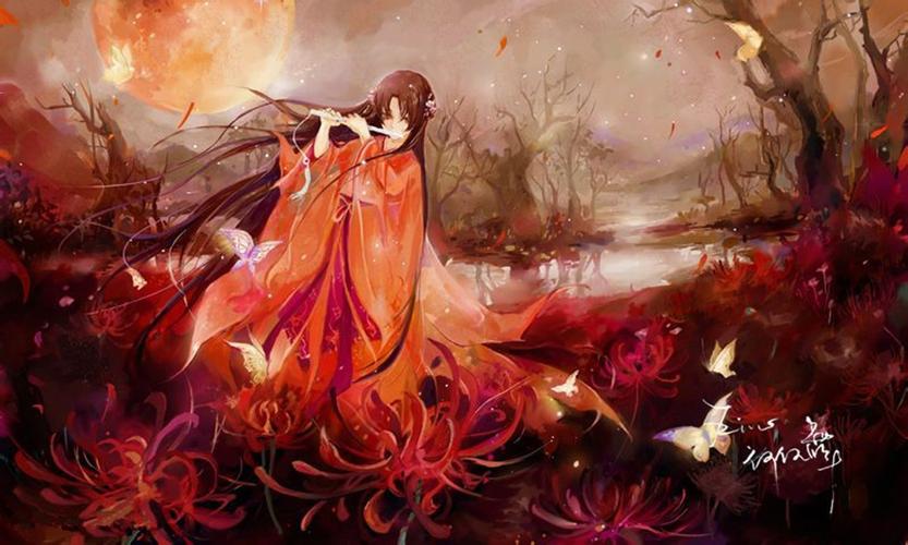 彼岸花红衣悲伤唯美古风少女