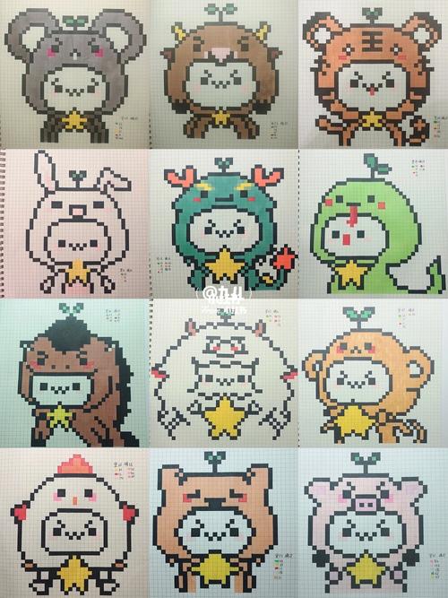 像素画 网格画 团子十二生肖(3)合集