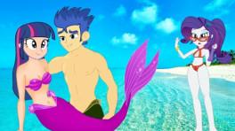 紫悦变成美人鱼的时候的简笔画