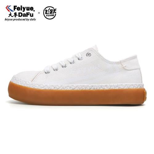 飞跃馒头鞋女夏学生薄款ins复古韩系百搭时尚街拍休闲帆布小白鞋白色