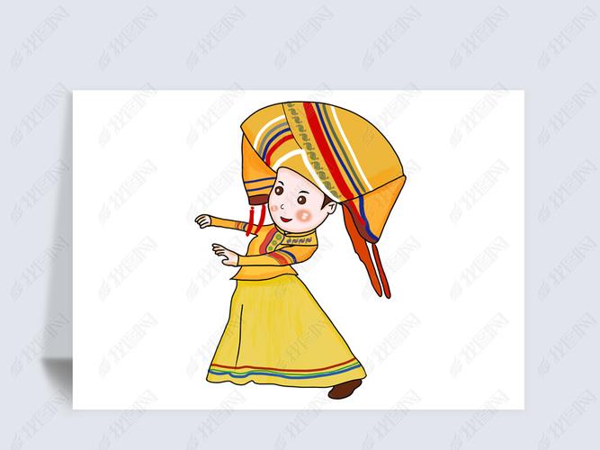 少数民族卡通手绘壮族女孩元素素材