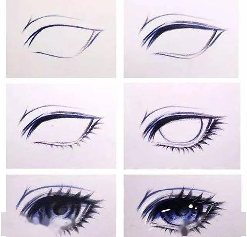 彩铅教程步骤图 | 几组二次元眼睛步骤