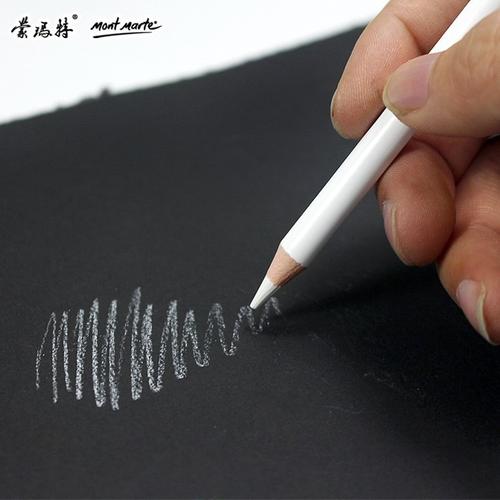 绘画软碳加粗芯炭笔碳笔素描白线笔白色软性铅笔专业易上色高光笔