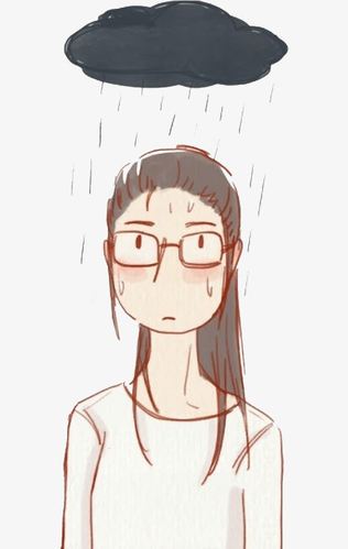苦恼女孩头上的乌云