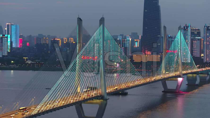 4k航拍武汉长江二桥夜景_3840x2160_高清视频素材下载(编号:6164004)