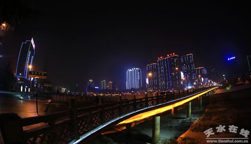 (天水夜景 天水在线摄于2016年2月5日晚) (南大桥 天水在线摄于2016年
