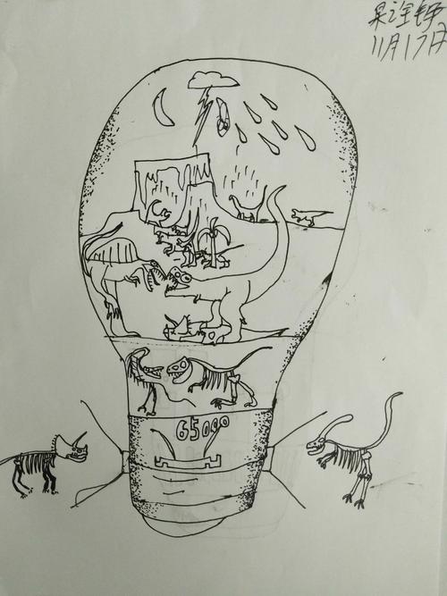 灯泡创意线描联想