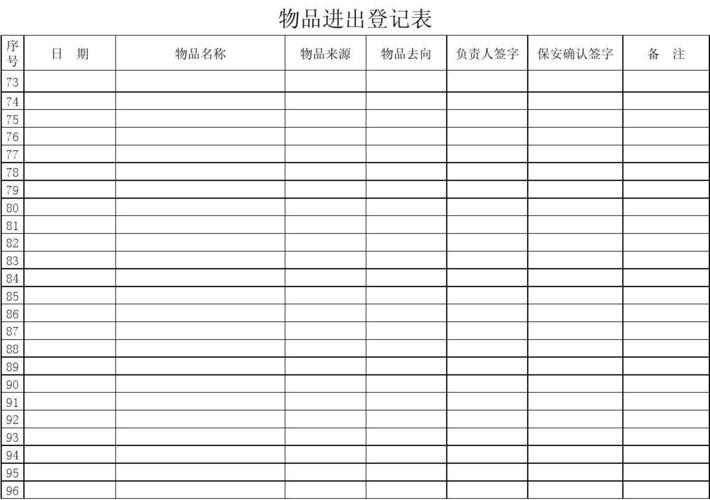 物品进出登记表