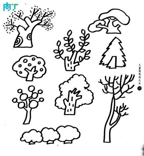 幼儿简笔画图片作品《植物简笔画图片各种树木》