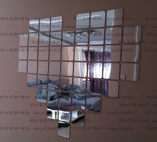 亚克力立体水晶正方形镜面墙贴 可代替镜子 客厅背景墙创意装饰贴