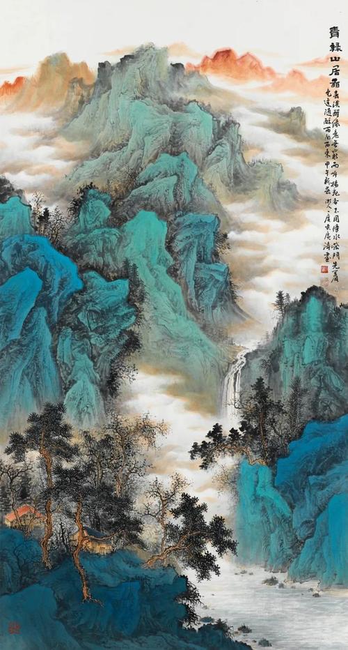 笔底烟霞锦绣春吴广大青绿山水画珠玉满春江赏析