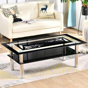 玻璃茶几长方形客厅双层茶几简约现代茶几桌大小户型办公客厅茶桌b11