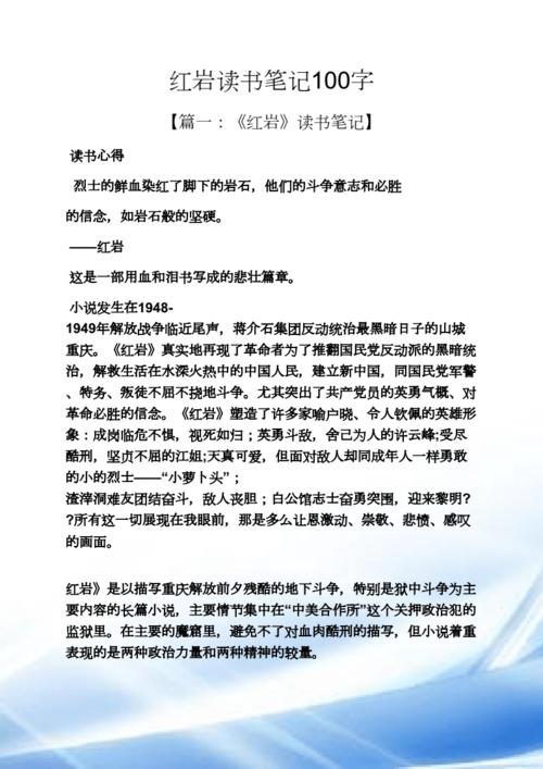 红岩读书笔记100字docx9页