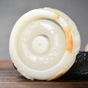 省级大师宋永胜和田玉籽料羊脂白玉龙手镯扳指套件内径56mm198克