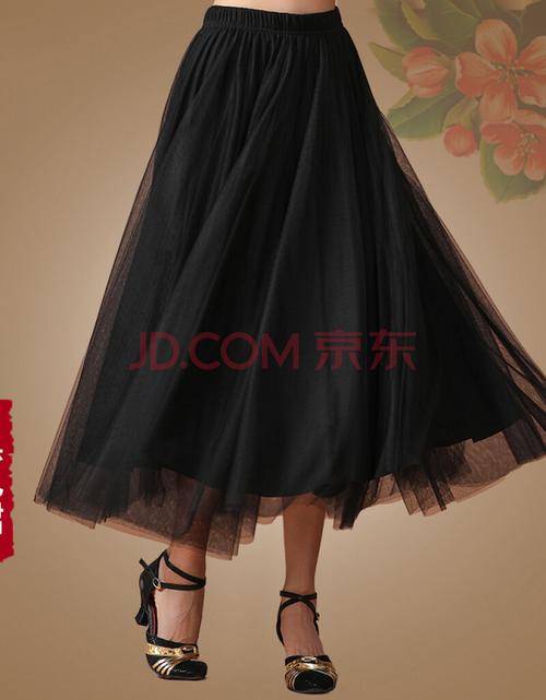 中老年广场舞蹈半身裙大摆裙网纱半身舞裙 女跳舞大摆