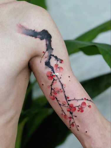 墨尔本纹身 水墨梅花纹身_纹身_梅花_水墨纹身_美妆
