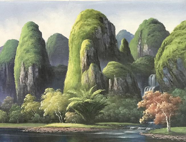 谢诚斌《壮丽山河》布面油画 70x140cm