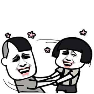 三七分金馆长和张学友蘑菇头手牵手转圈圈 - 表情包在线制作