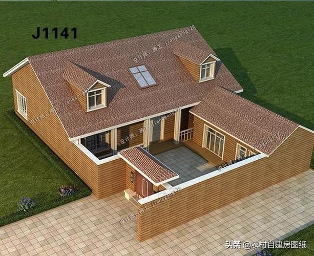 5款一层农村平房别墅l型七字设计精致大气带院子