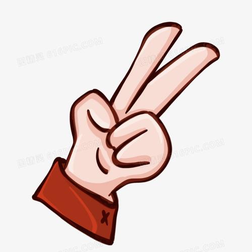 手绘q版手势比耶免抠元素
