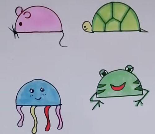 激发孩子想象力,用半圆形也可以创作出各种有趣简笔画