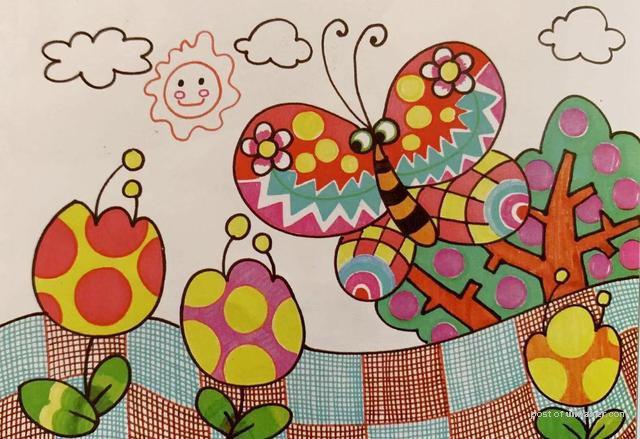 用水彩笔画的儿童画色彩鲜艳