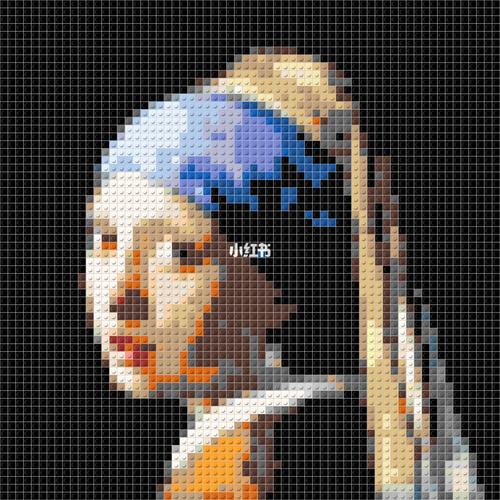 带珍珠耳环的少女|像素画临摹篇_珍珠耳环_像素画_临摹_大美当代艺术