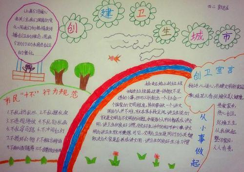 创文创卫的手抄报简笔画
