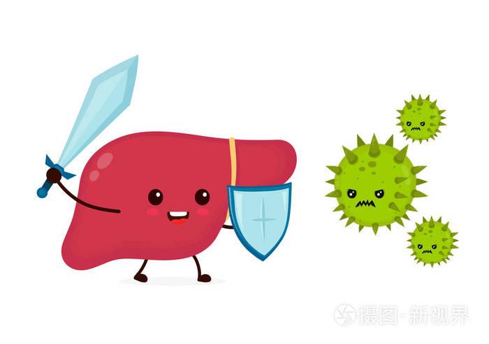 可爱的强的快乐微笑健康的肝脏