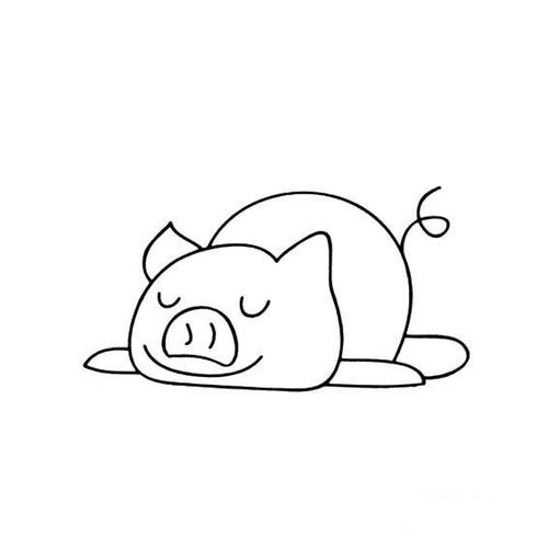 卡通简笔画 睡大觉小懒猪如何画