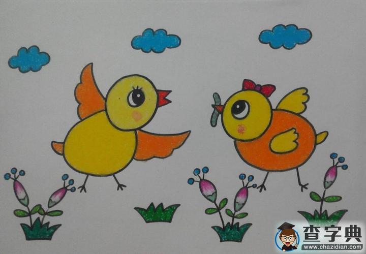 小鸡捉虫图片,关于动物的图画作品