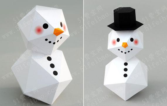 教做圣诞小雪人3d立体纸模制品