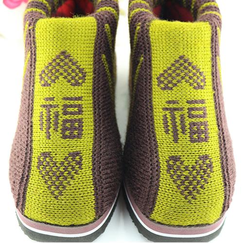 2017冬福字新款手工毛线棉鞋可调色选码温州毛线鞋批发一件代发