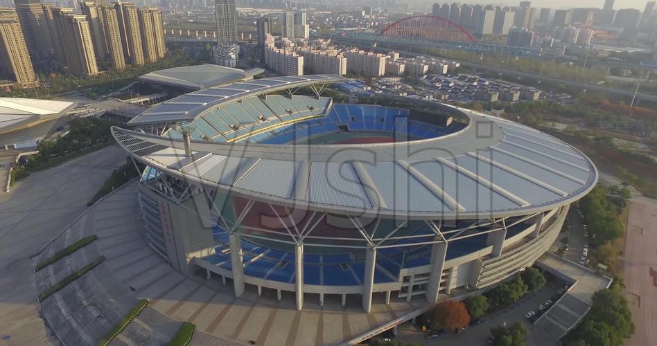 合肥体育馆安徽航拍高清【灰度拍摄】_4096x2160_高清